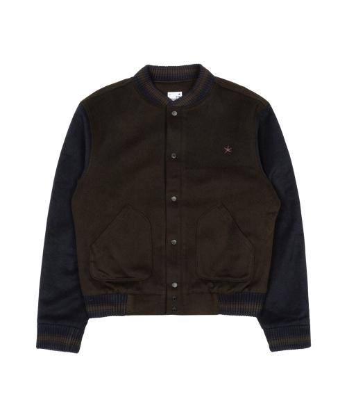 TCM mini logo varsity jacket (brown/navy)
