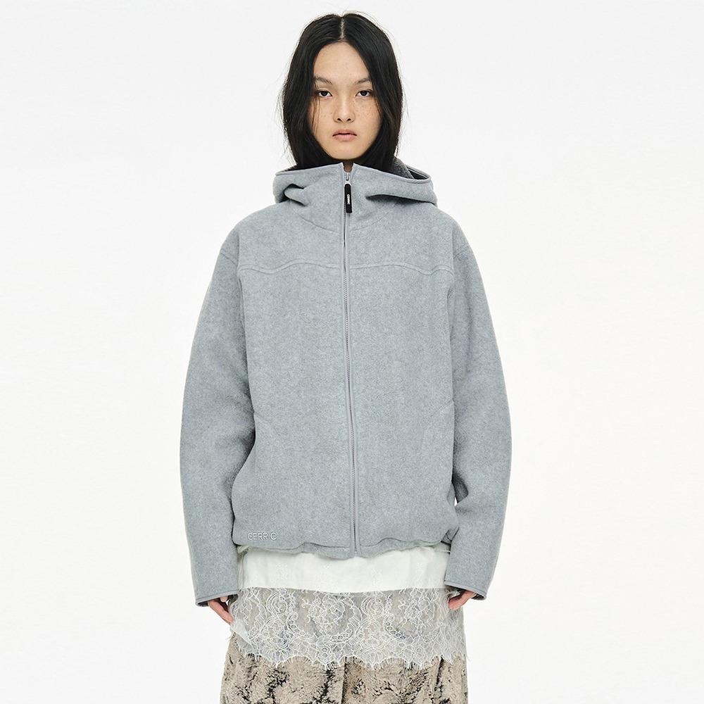 FLEECE HOODED ZIP UP / GRAY