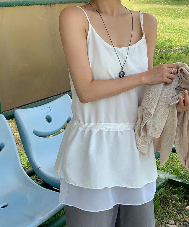 데일리쥬 [MADE] 라벨리 실키 레이어드 프릴 나시 원피스