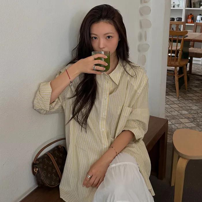 STRIPE OVERSIZED SHIRT_YELLOW