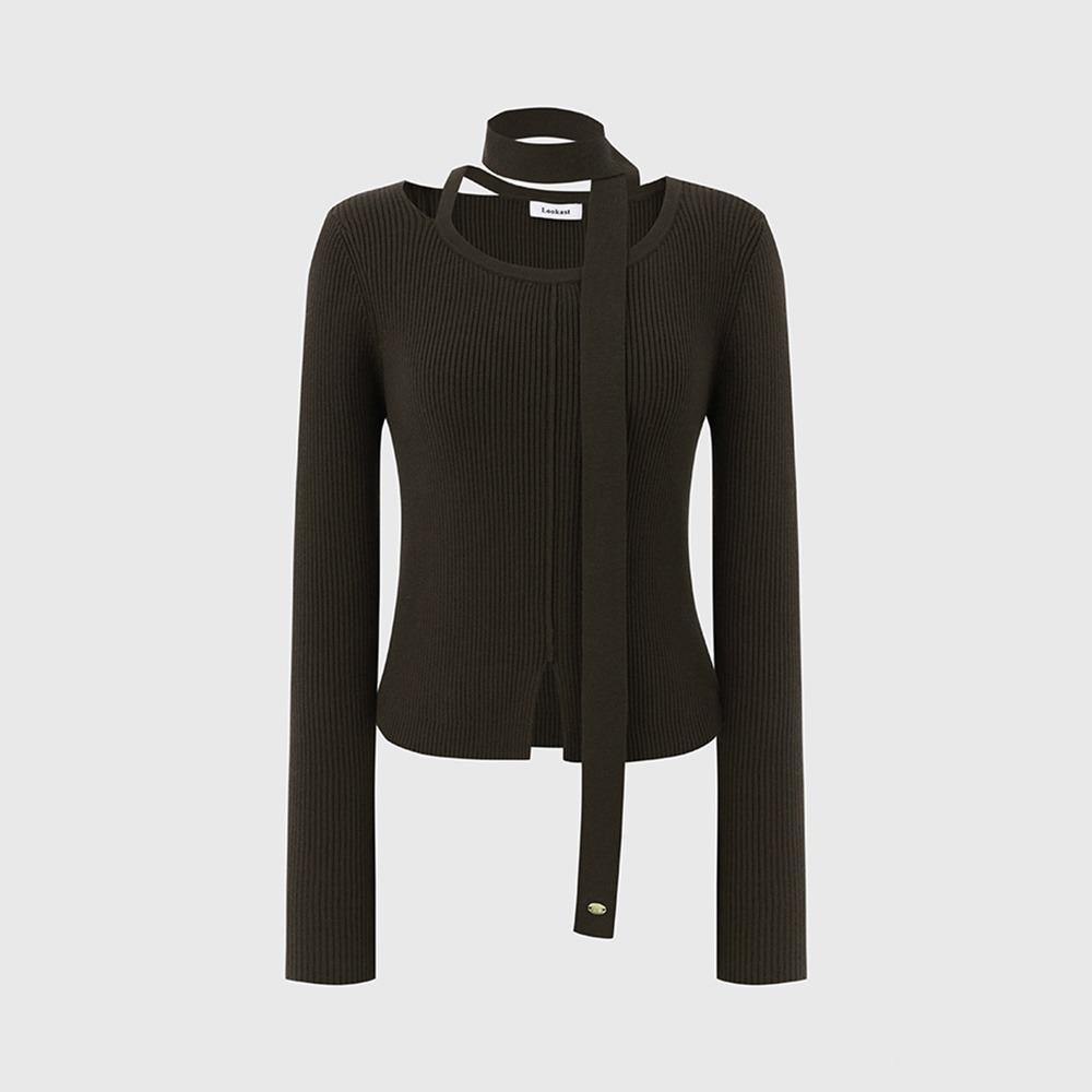 브라운 위트니 컷아웃 니트 탑 / BROWN WHITNEY CUTOUT KNIT TOP