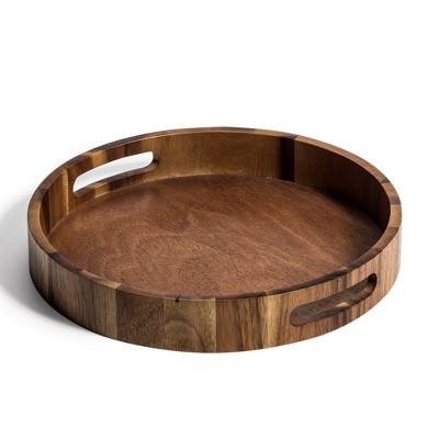Kalmar Home Acacia Round Serving Tray -13 inches