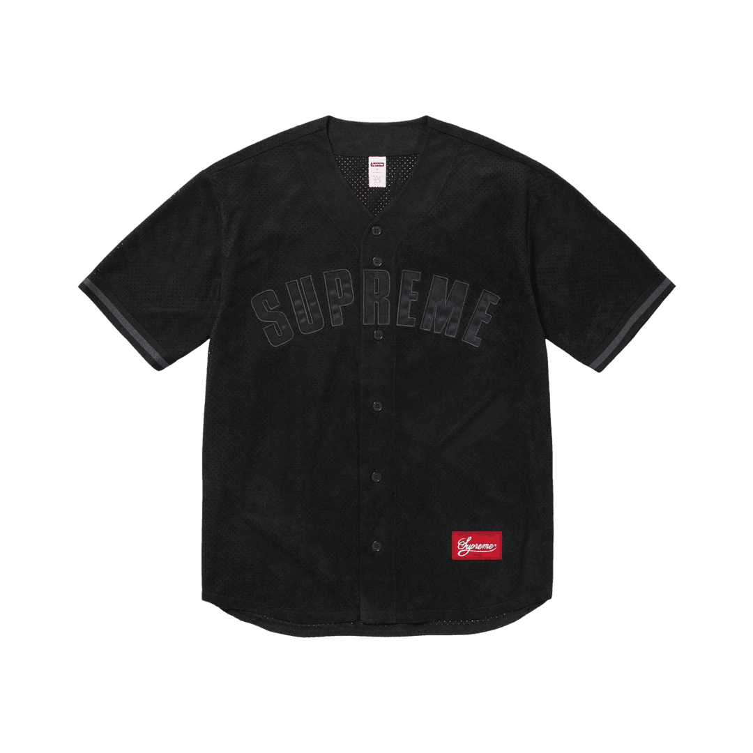Supreme Ultrasuede Mesh Baseball Jersey Black - 24SS