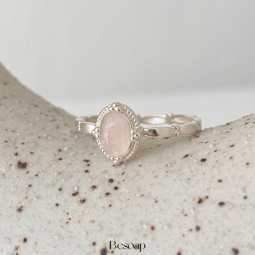 베솝 [당일발송][Silver925] Love stone ring /실버 925 로즈쿼츠 핑크 원석 천연석 장미 수정 연애 애정운 반지