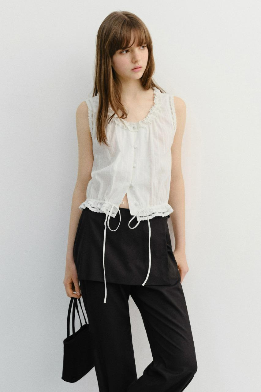 FRILL SLEEVELESS BLOUSE WHITE_UDBL6B226WT