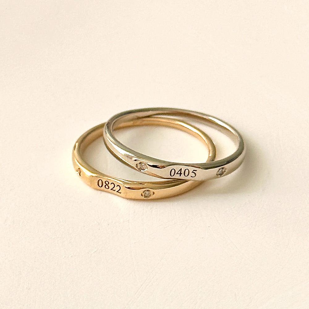 14k 18k 꼬냑다이아 이니셜 각인 커플 우정 반지