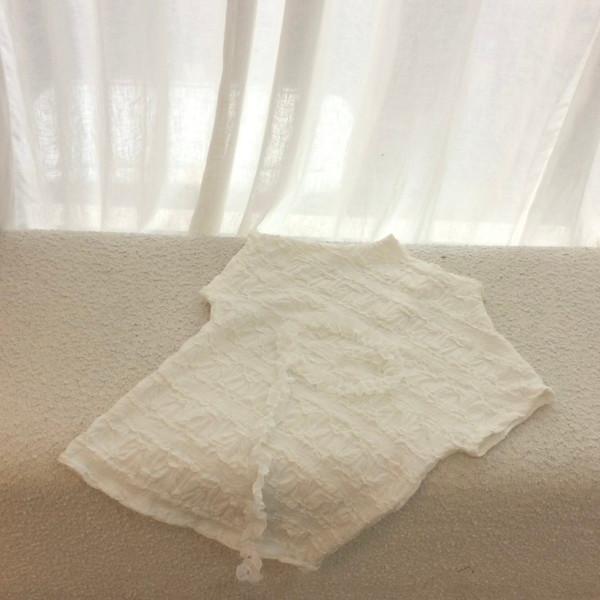 [5/23 순차출고] Wrinkle Frill Top ••♡ IVORY