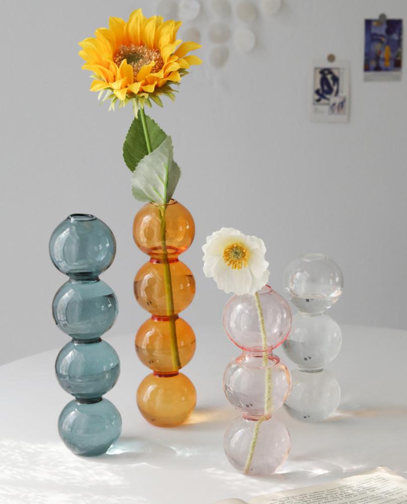 [모모피너츠] 유리구슬 화병 봄맞이 인테리어 세련된 반투명 꽃병 오브제 홈데코