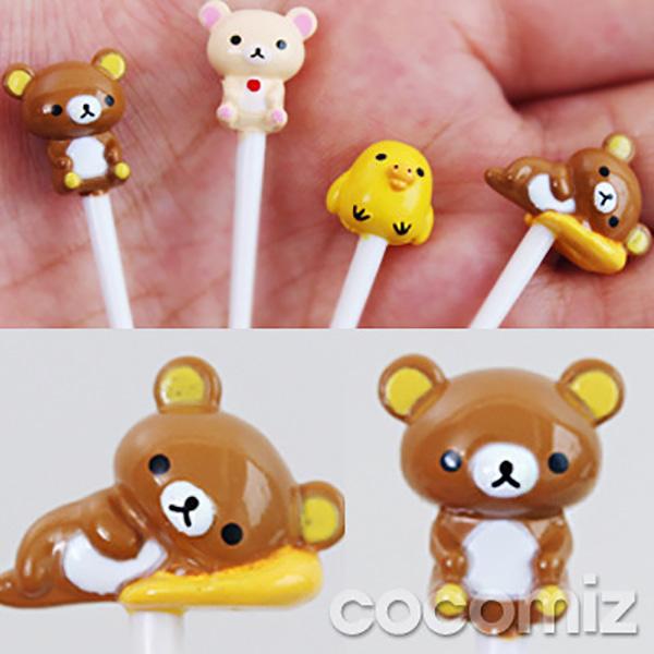 (일본)리락쿠마 마스코트 인형픽 (8Pset) 예쁜 도시락픽 도시락데코 과일 반찬 꽂이 이쑤시개