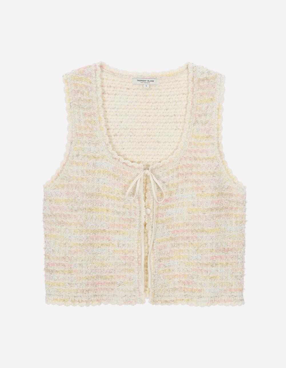 [Thursday Island]_T252AVT136W_트위드 니트 베스트