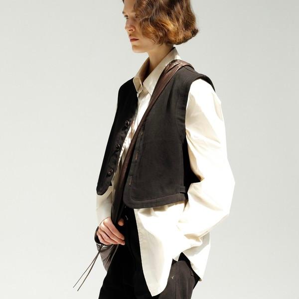 [Exclusive] Cotton vest (black / brown)