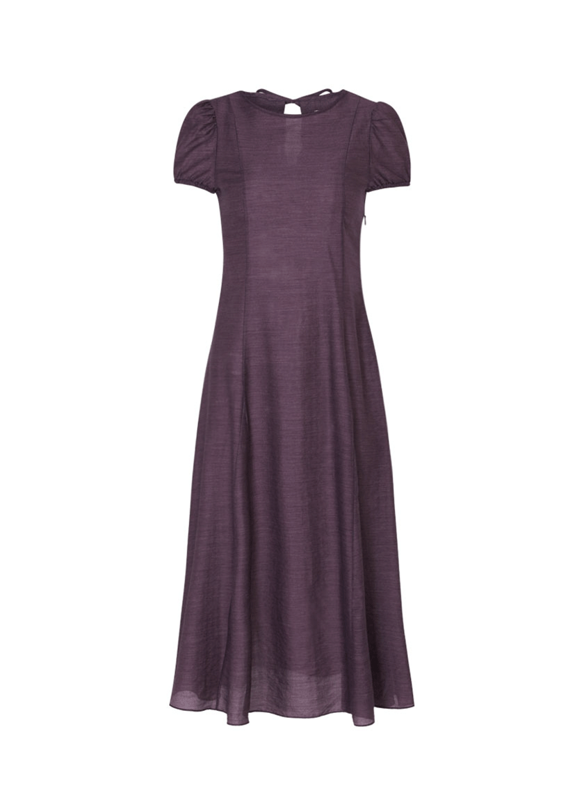 Sheer Puff Long Dress (Purple)