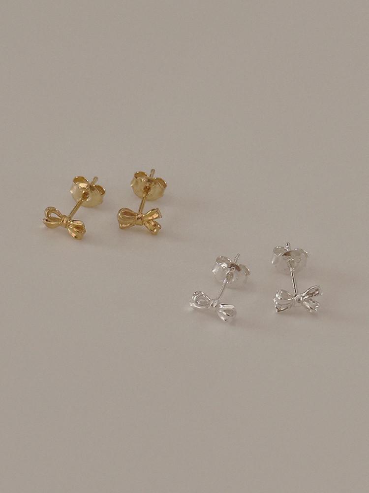 (실버925) baby ribbon earring 베이비 미니 리본 귀걸이