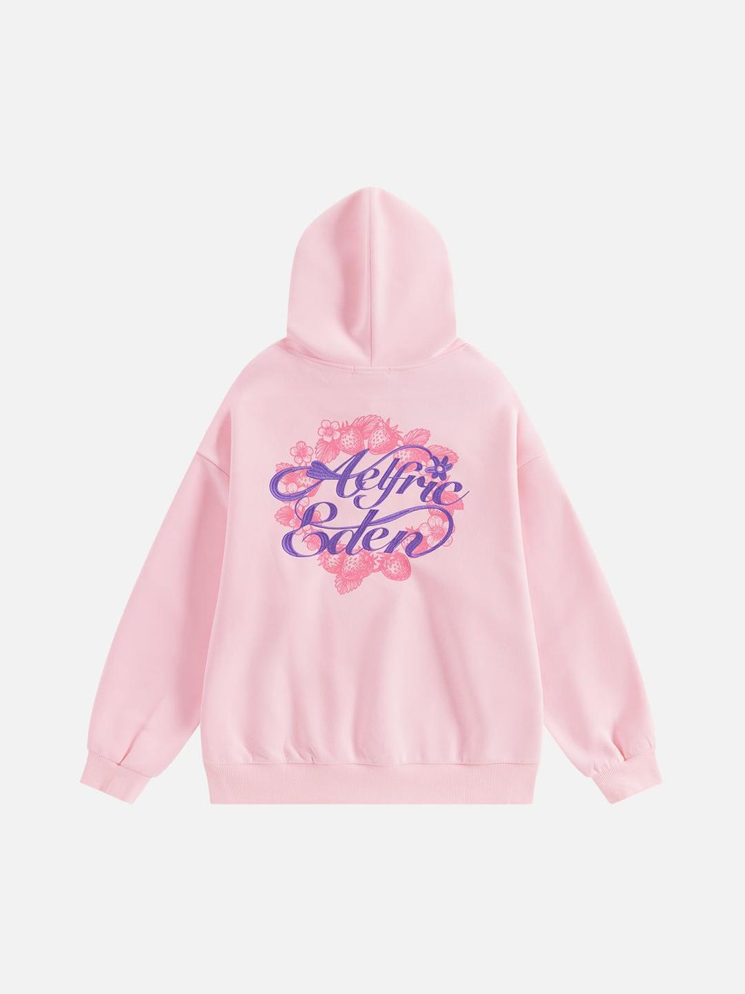 [Pre-Order] Aelfric Eden Strawberry Floral Pullover Hoodie - Pink / XS