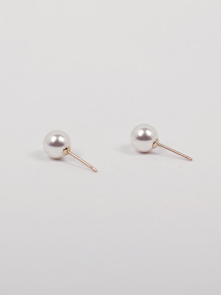 14K Gold Swarovski Pearl Earring (8mm, silicone clutch+14k gold clutch)