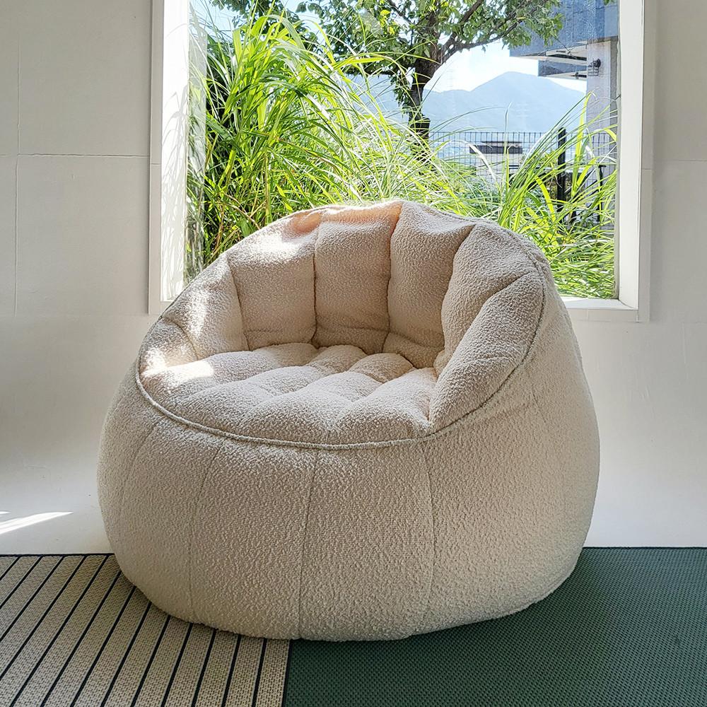 휘게 862 부클 1인용 빈백 부드러운 원단 감성 아이보리 컬러