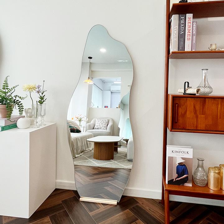 리빙디자인연구소 헤이몰리 오로라 비산방지 노프레임 비정형 전신거울 600x1500 [착불]