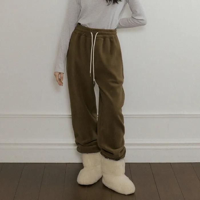 fleece jogger pants-brown