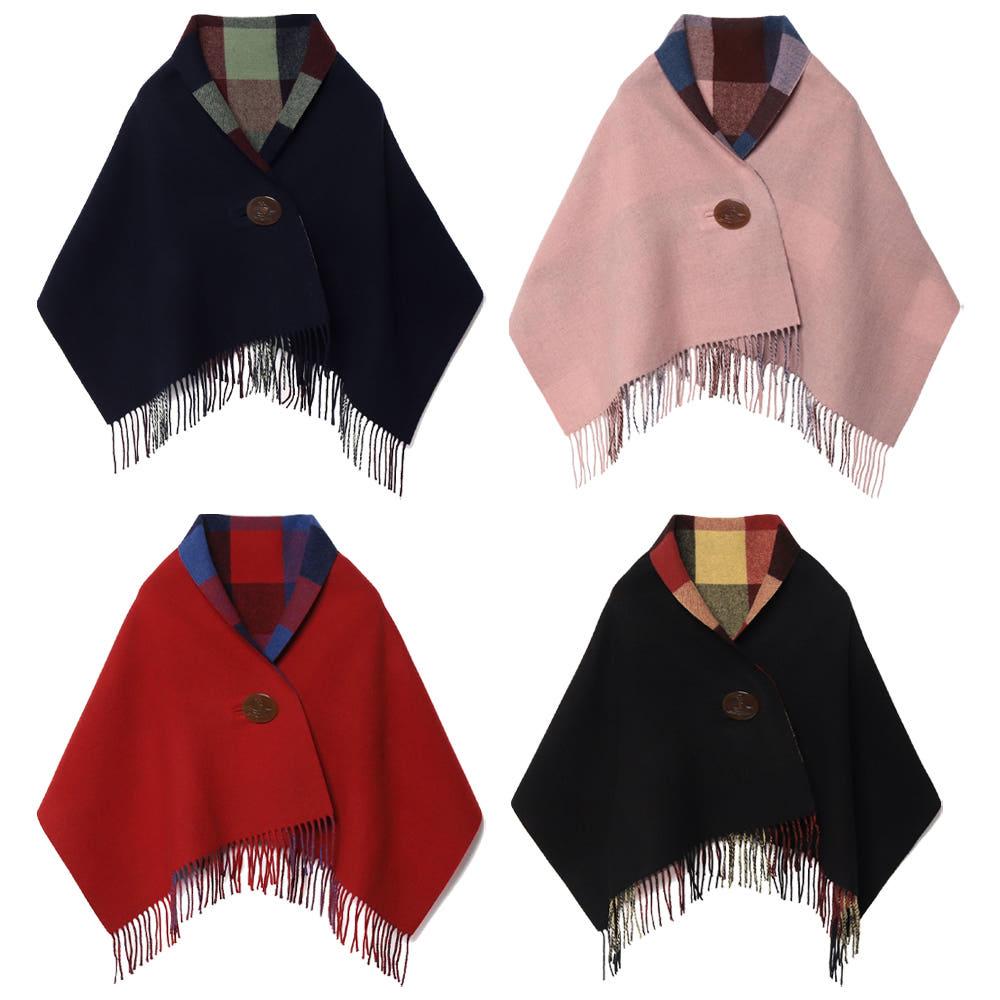 비비안 웨스트우드 럼버잭 리버시블 울 스톨 머플러 케이프망토 4컬러 2404150105