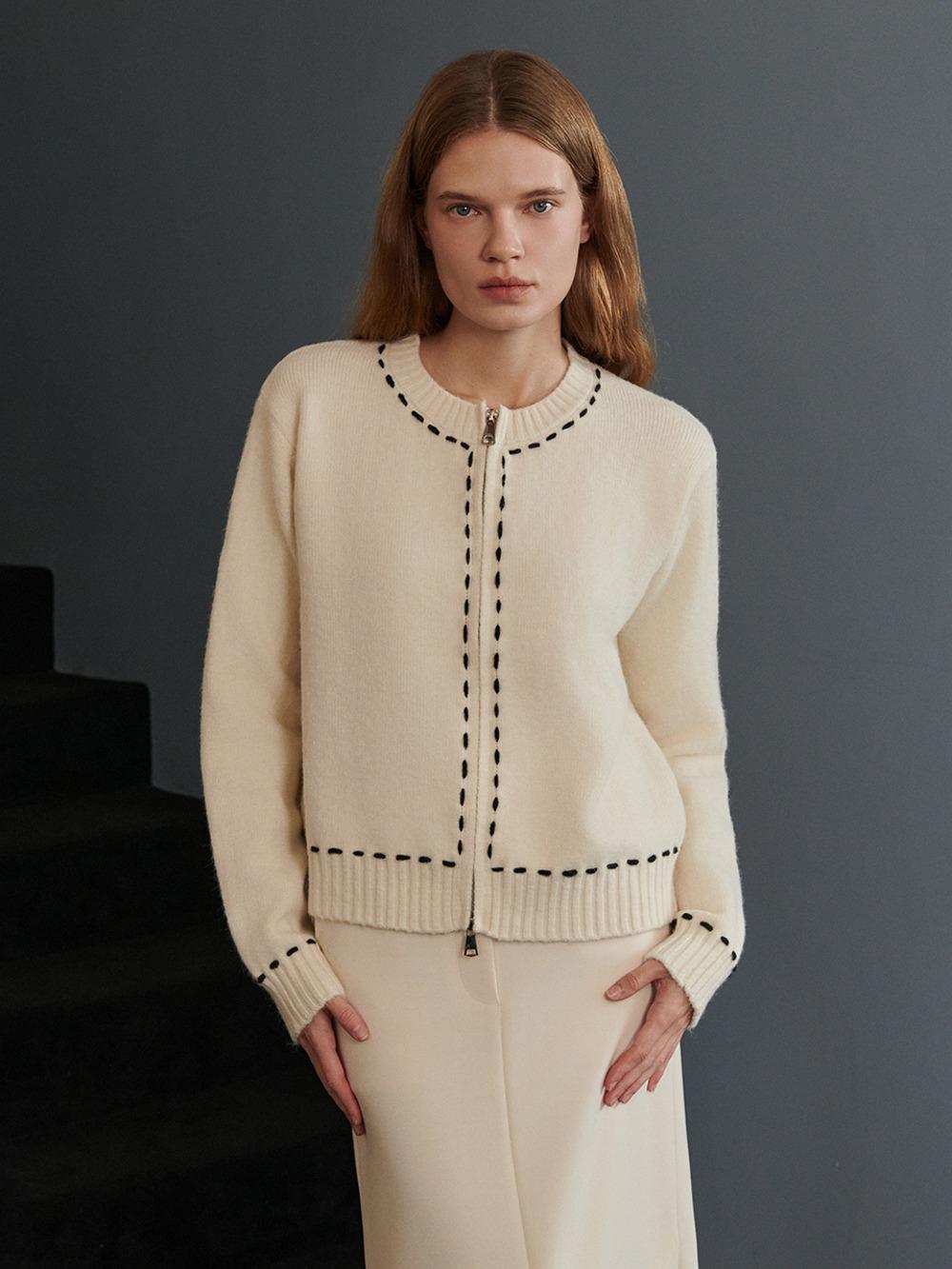 롤라 스티치 니트 가디건 Lola Stitch Knit Cardigan - Cream