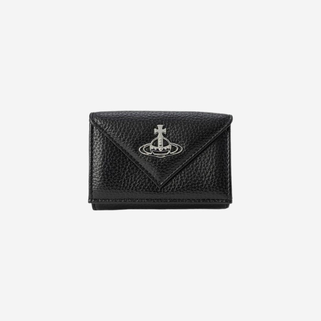 Vivienne Westwood Re-Vegan Grain Envelope Bill Fold with Pocket Black
