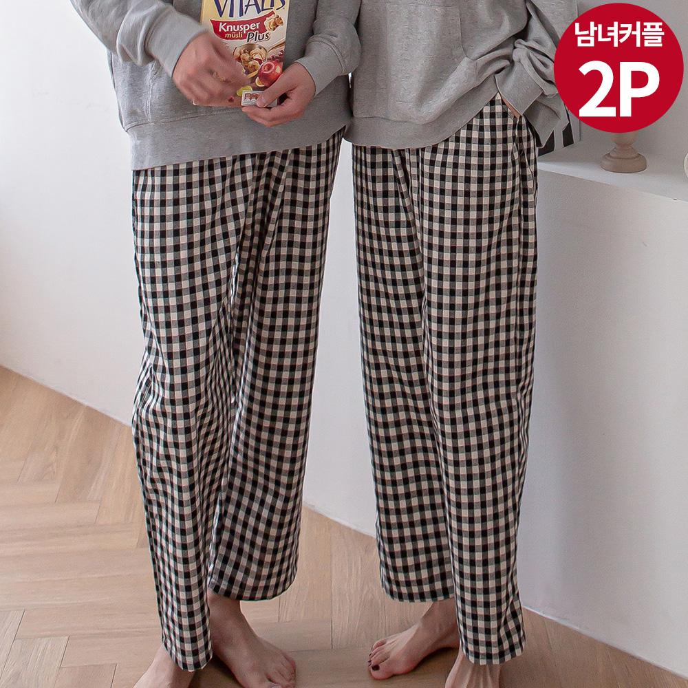 [남녀커플/2P] 반즈 체크 파자마 팬츠