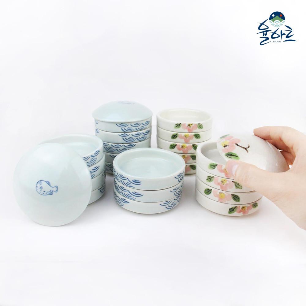 5단 도자기 팔레트 동양화 세라믹 물감 접시