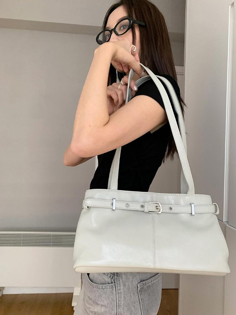 Belt Strap Pu Leather Baguette Bag (3Color)