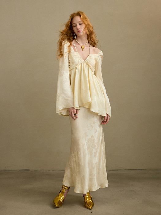 오팔린 자카드 롱스커트