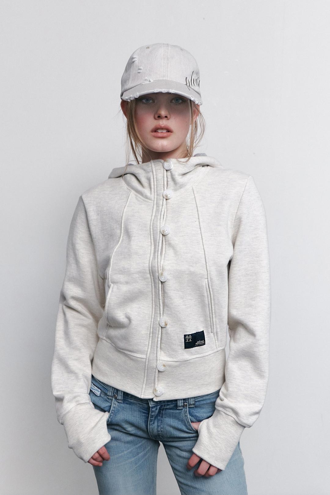 Bene Basic Button Hoodie (Oatmeal)