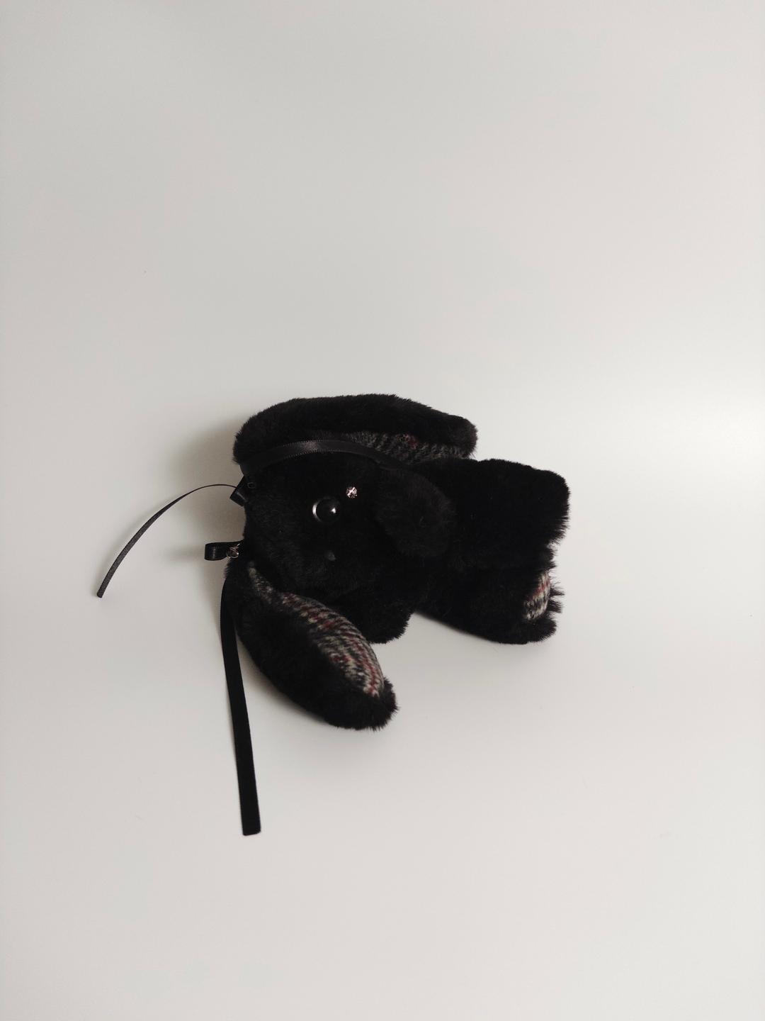 168 Yuu Black with checked ears 13cm (Bone Structured)