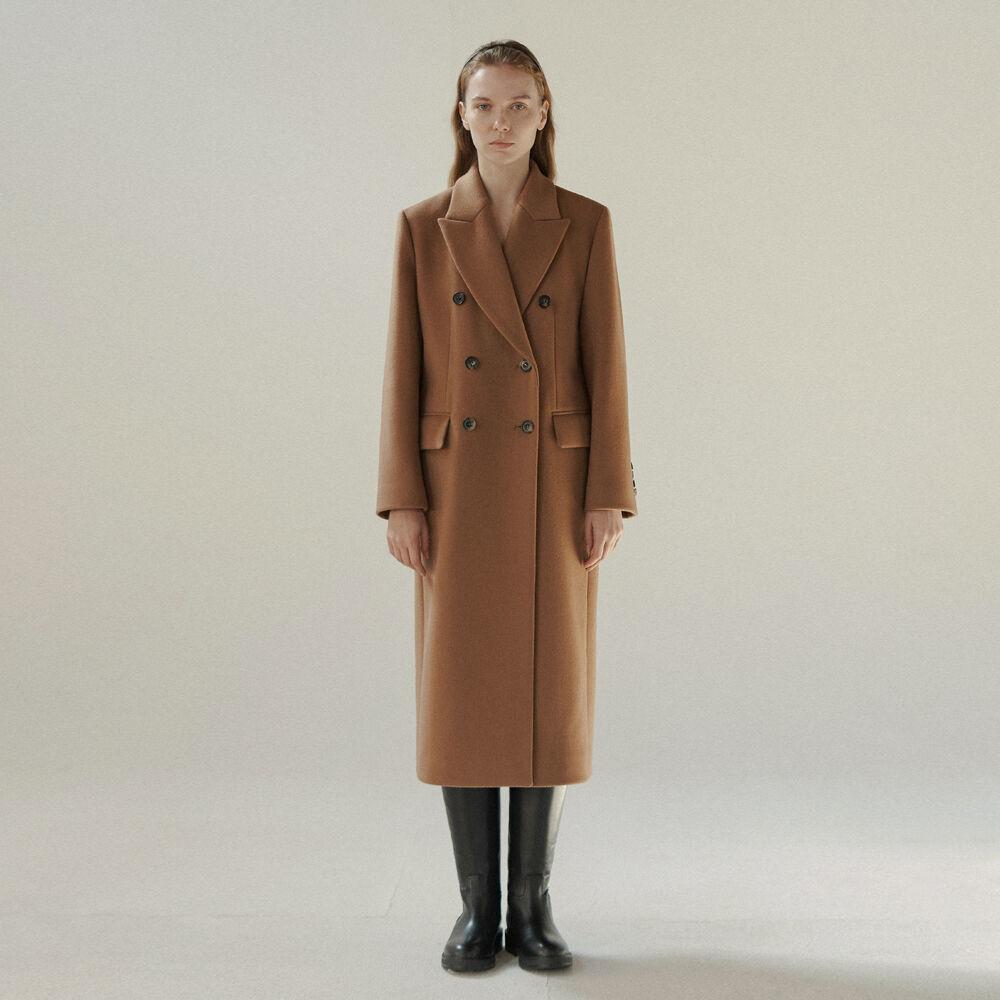 Double-breasted cashmere coat - Classic  Camel