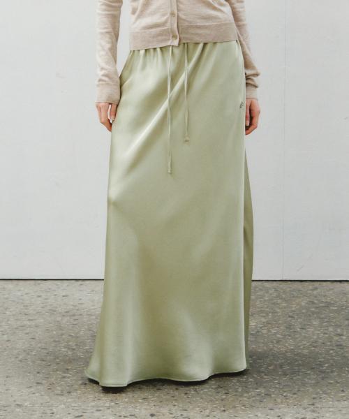 Relaxed Satin Maxi Skirt_CTS624(Green)