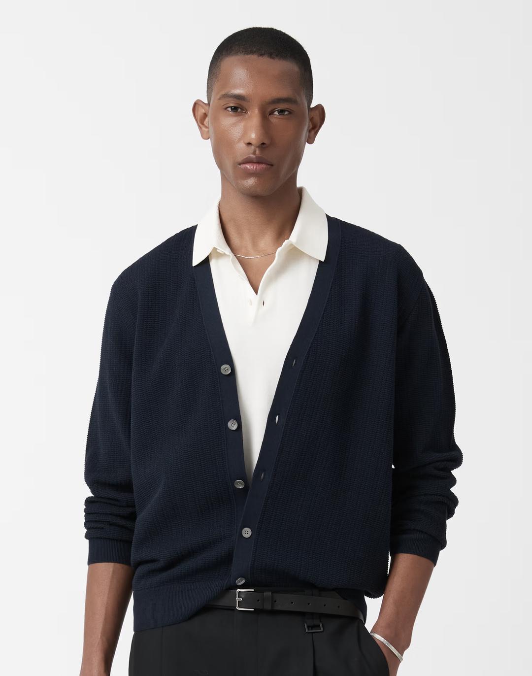 다크네이비 코튼 혼방 썸머 가디건