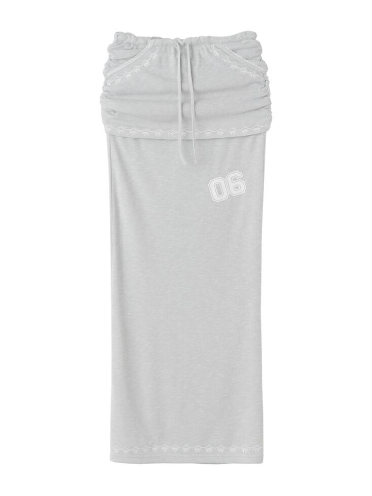 Shirring Layered Maxi Skirt Gray