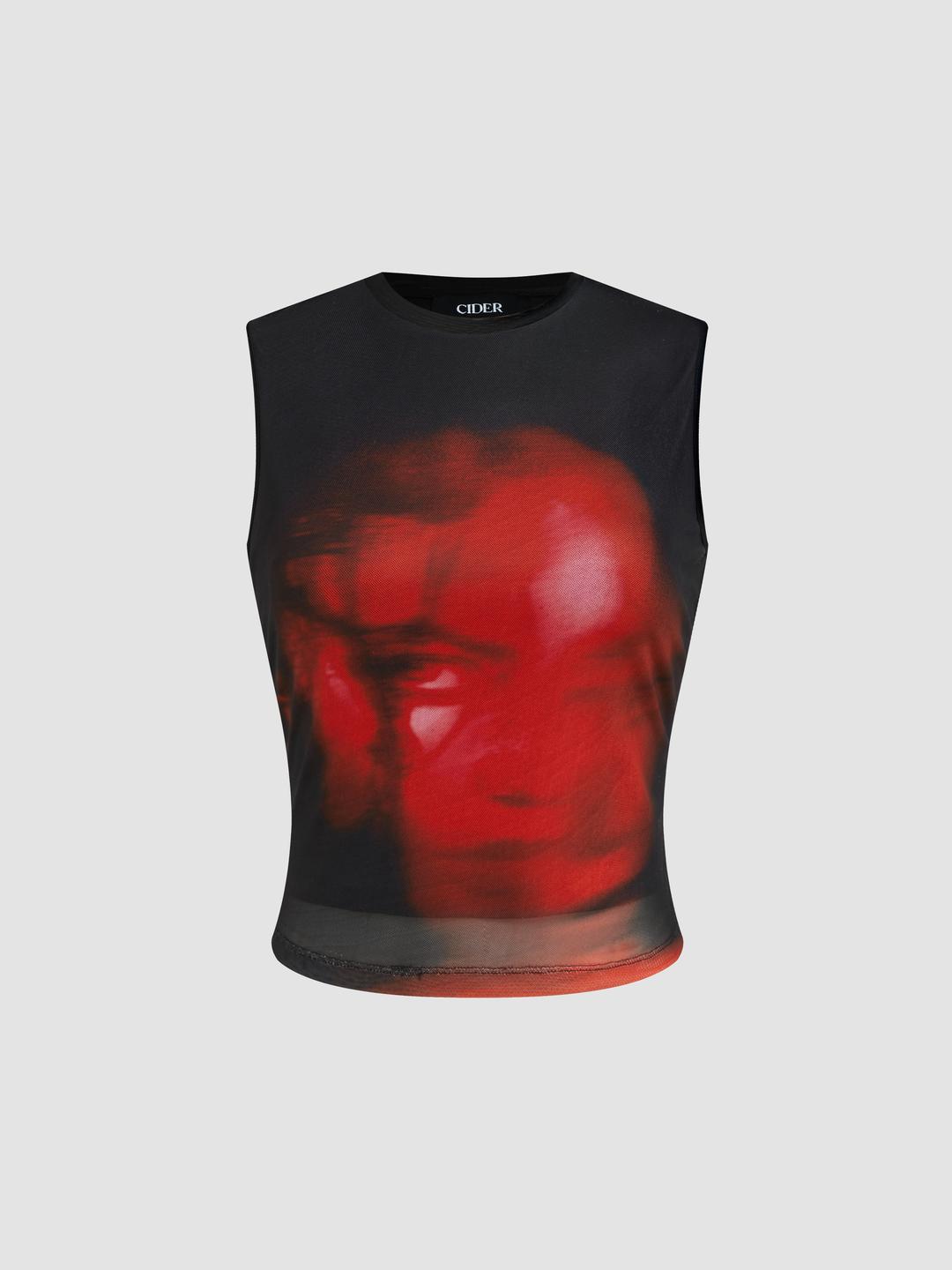 Mesh Figure Graphic Tank Top