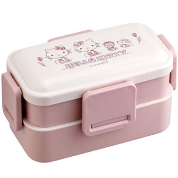 (일본) 헬로키티 초등학생 소풍 2단 도시락통 (라인로즈 600ML)