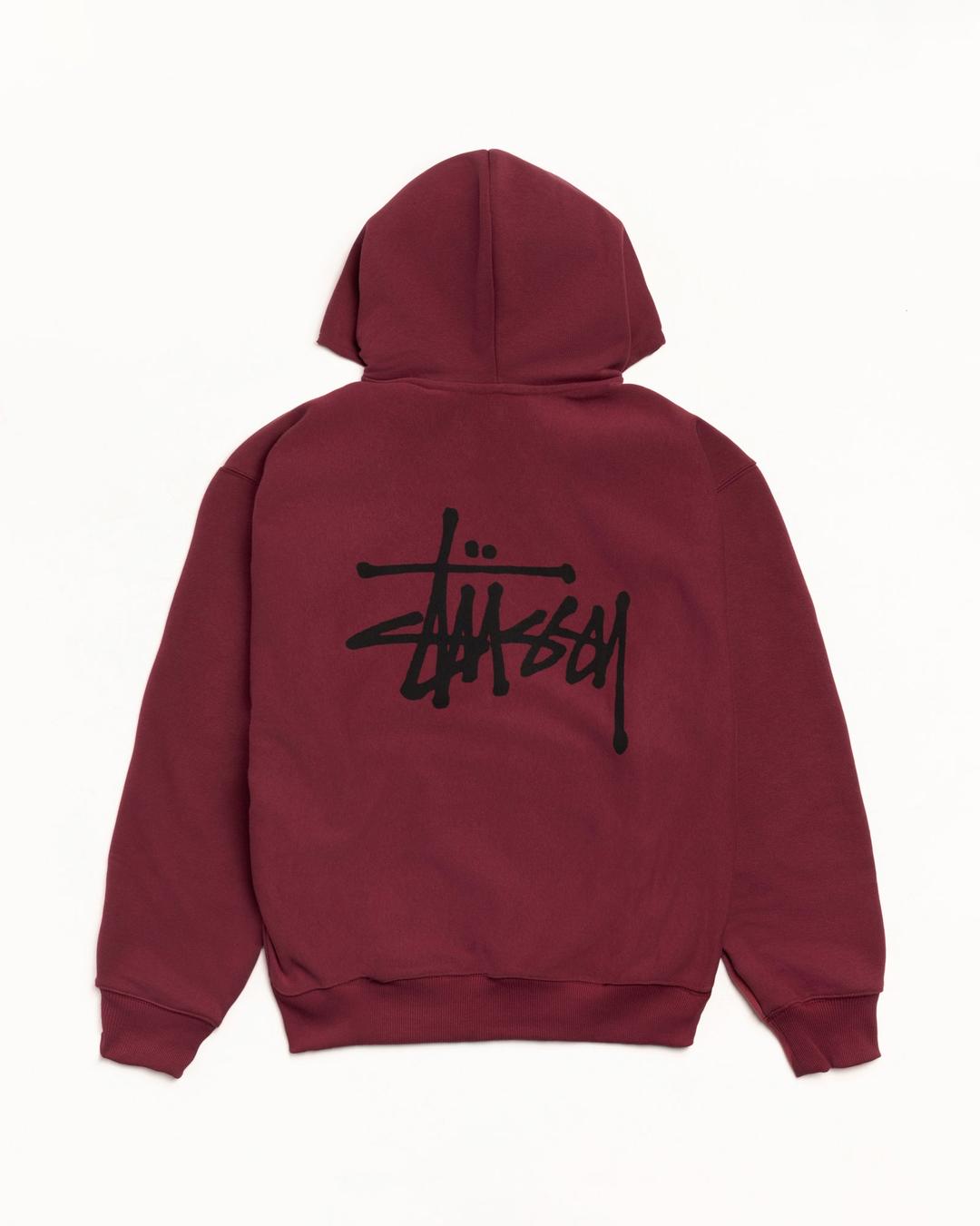 BASIC STÜSSY ZIP HOODIE - Wine / S
