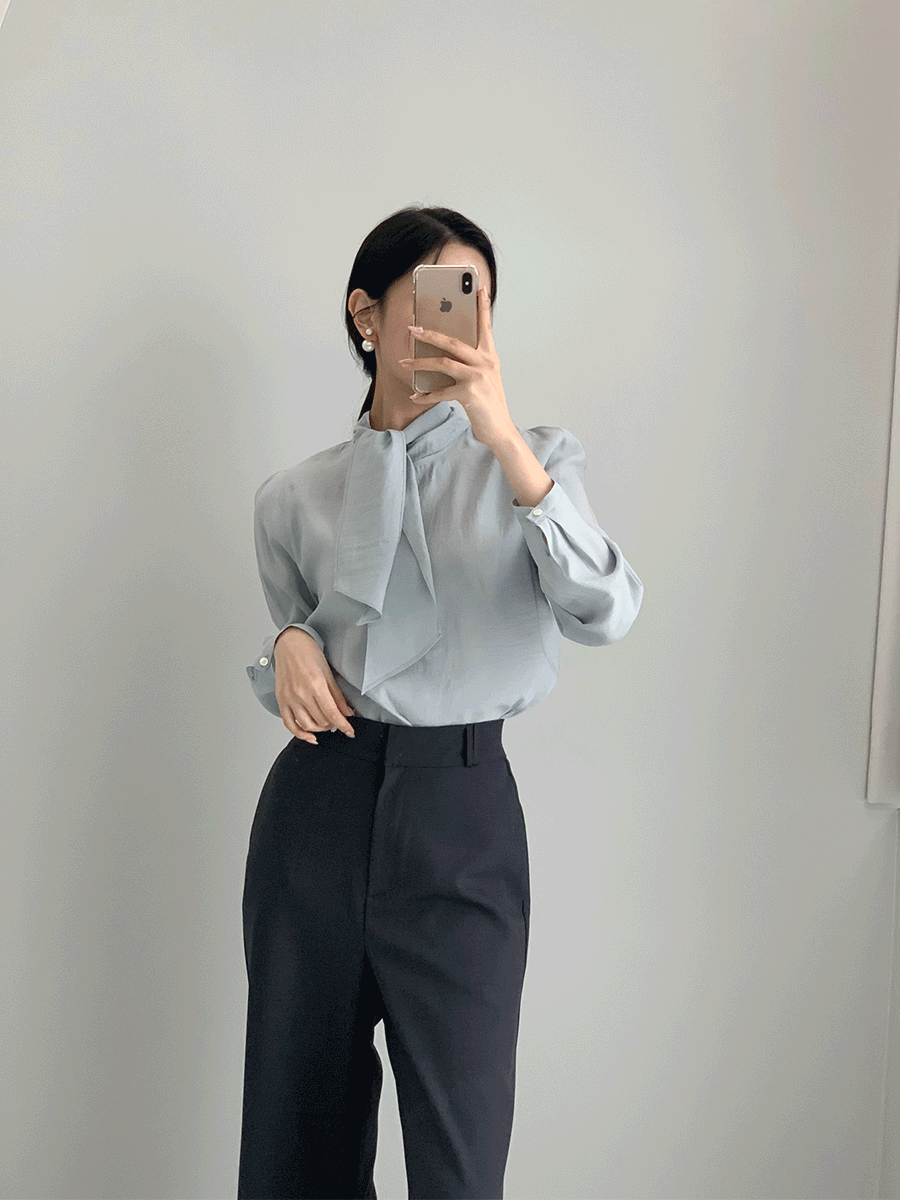 페미닌 타이 블라우스