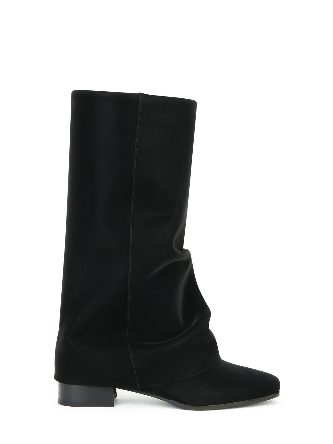 Wrinkle Leather Boots (Black) (225-255)