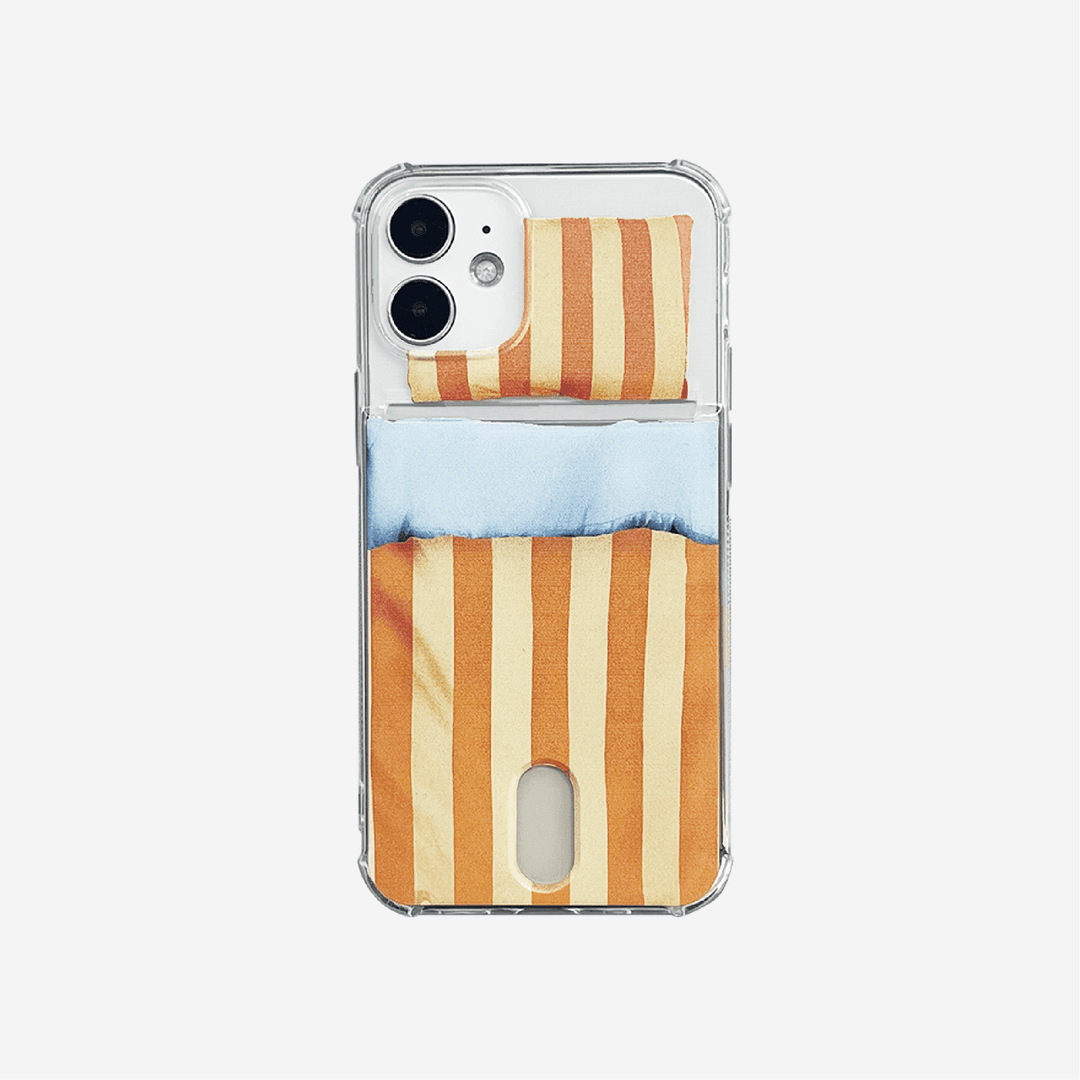Pocket phone case - Stripe bedding [Butter yellow]