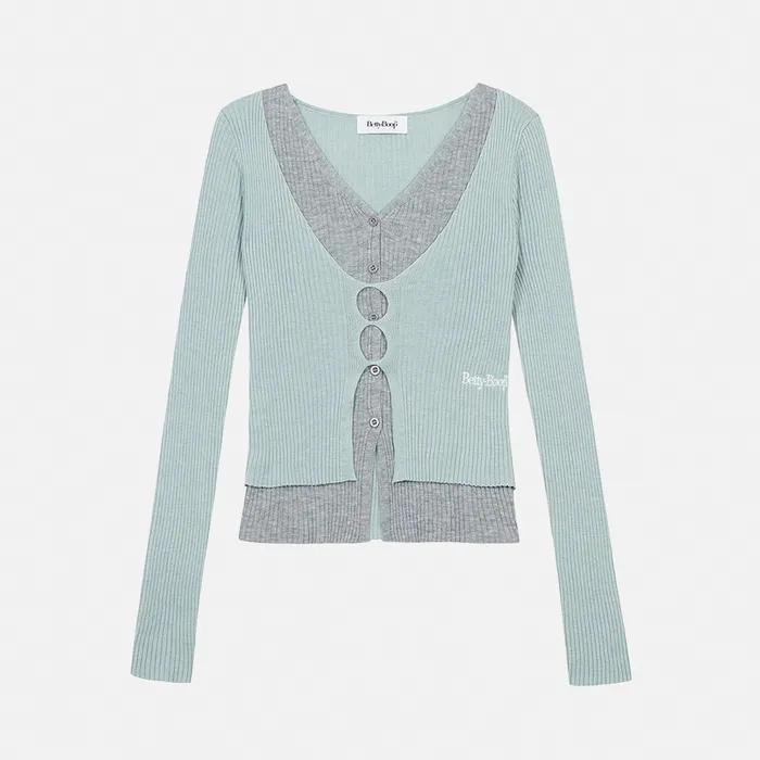 베티붑 레이어드 컷아웃 긴팔 니트_민트