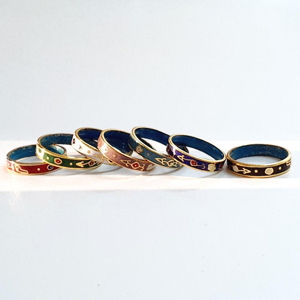 클로아조네 칠보공예 얇은 실 레이어드 애나멜 빈티지 반지 7종