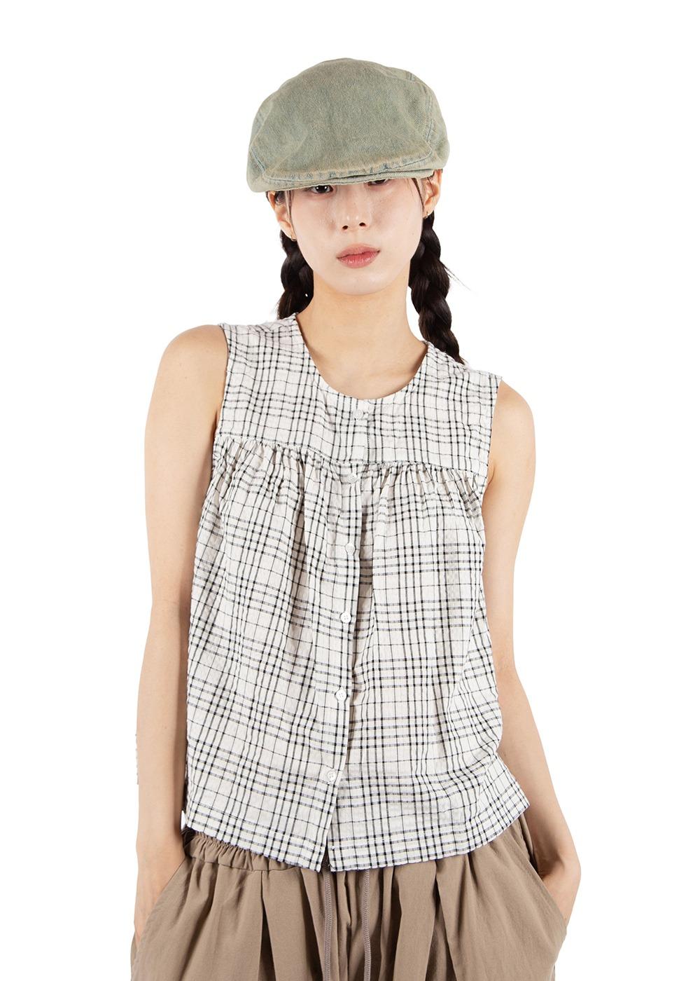 릿킴 WRITTEN CHECK BLOUSE*SKY 10일 소요*
