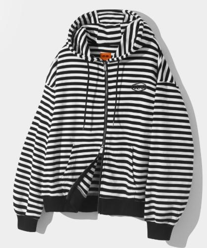 VLAD STRIPE LOGO HOODED ZIP-UP_BLACK&WHITE