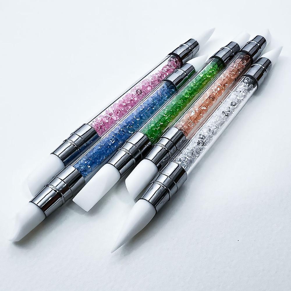 젤네일 아트 실리콘 펜 미러파우더 듀얼헤드 실리콘매직툴[화이트]