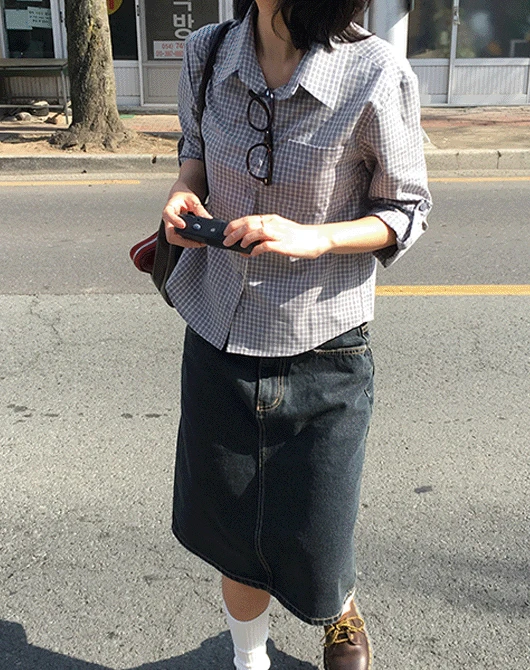 *주문폭주*추천! 소다 롤업 체크 크롭 셔츠 (3color)