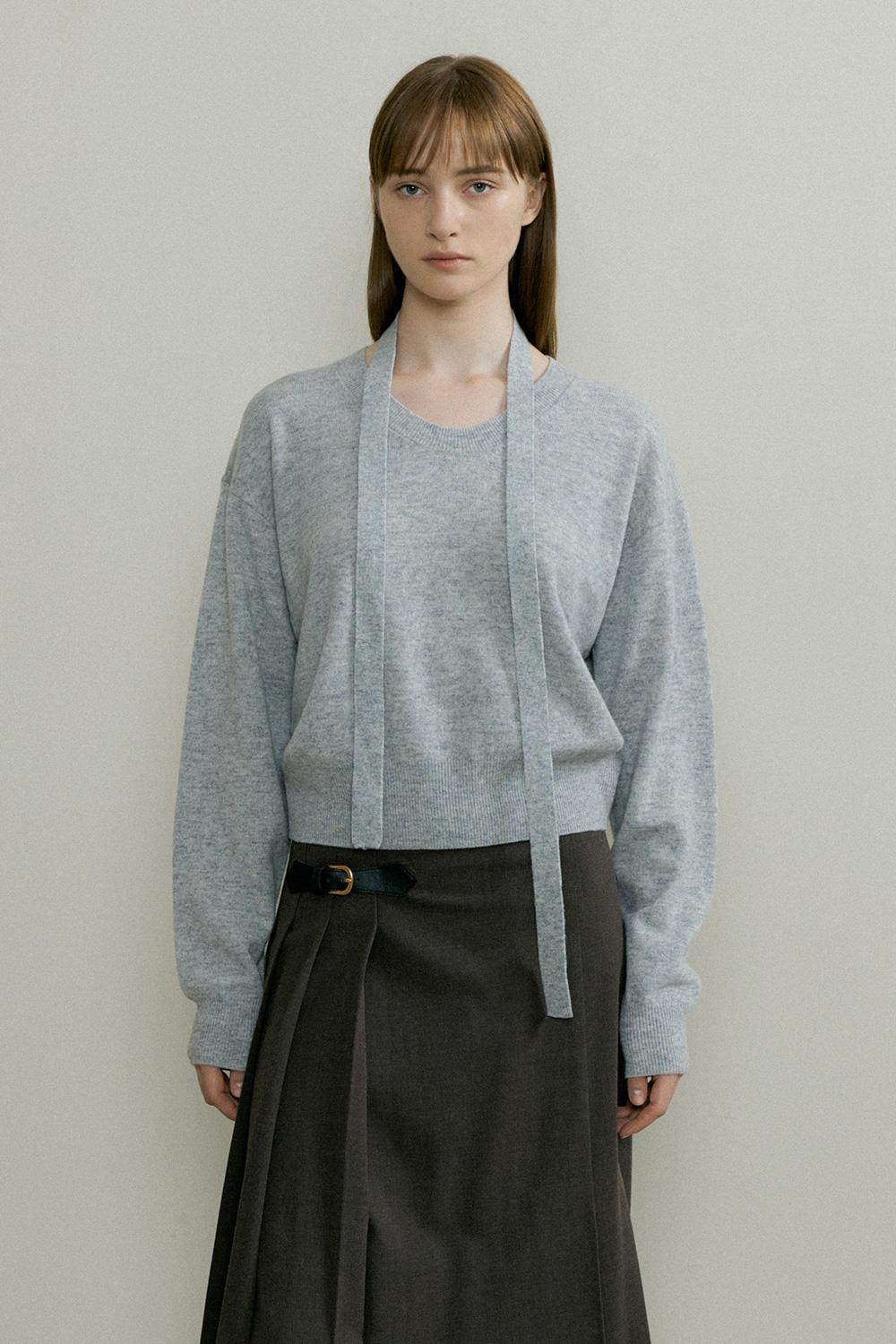 ROUND TIE KNIT - Gray