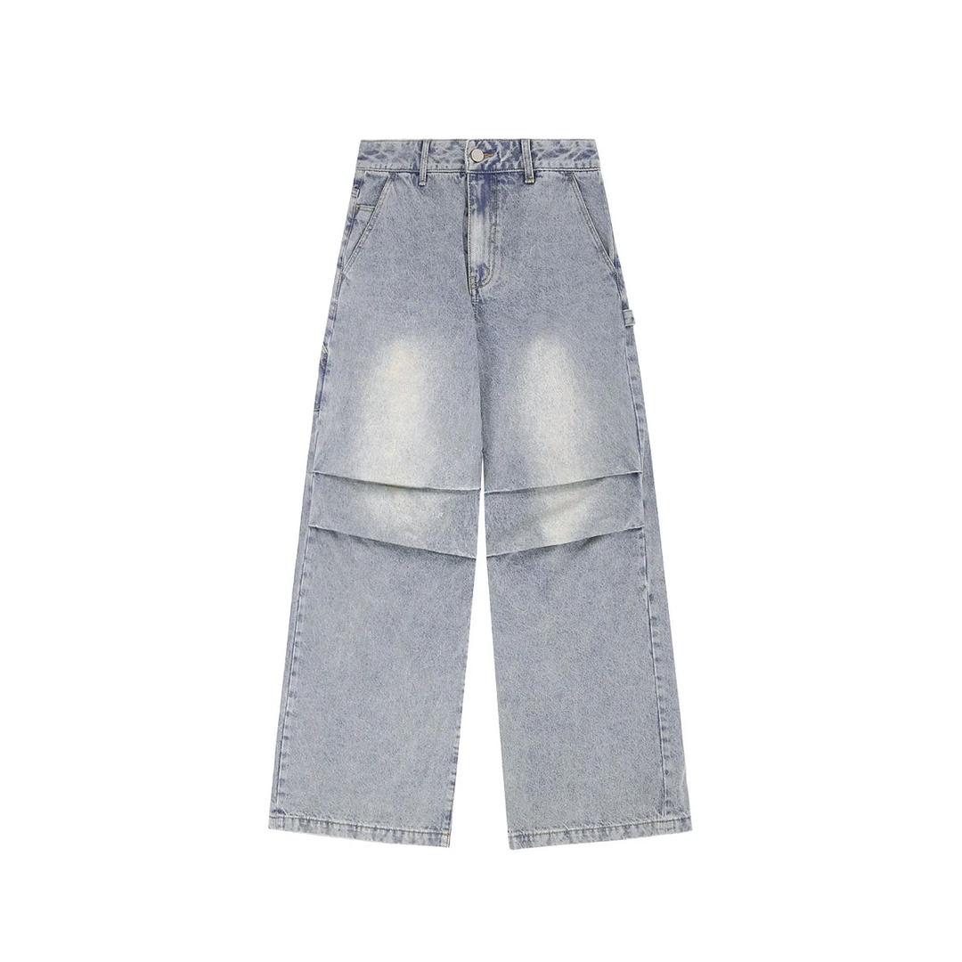 파라슈트 워싱 와이드 데님 팬츠 - LIGHT GRAY