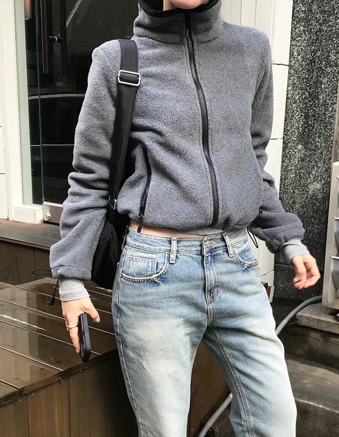 후리스 크롭 점퍼